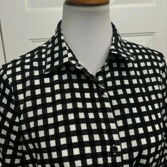 Banana Republic check button front shirt dress a-line sz 8 - Picture 6 of 7